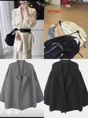 apel suit collar tie knit cardigan for woman