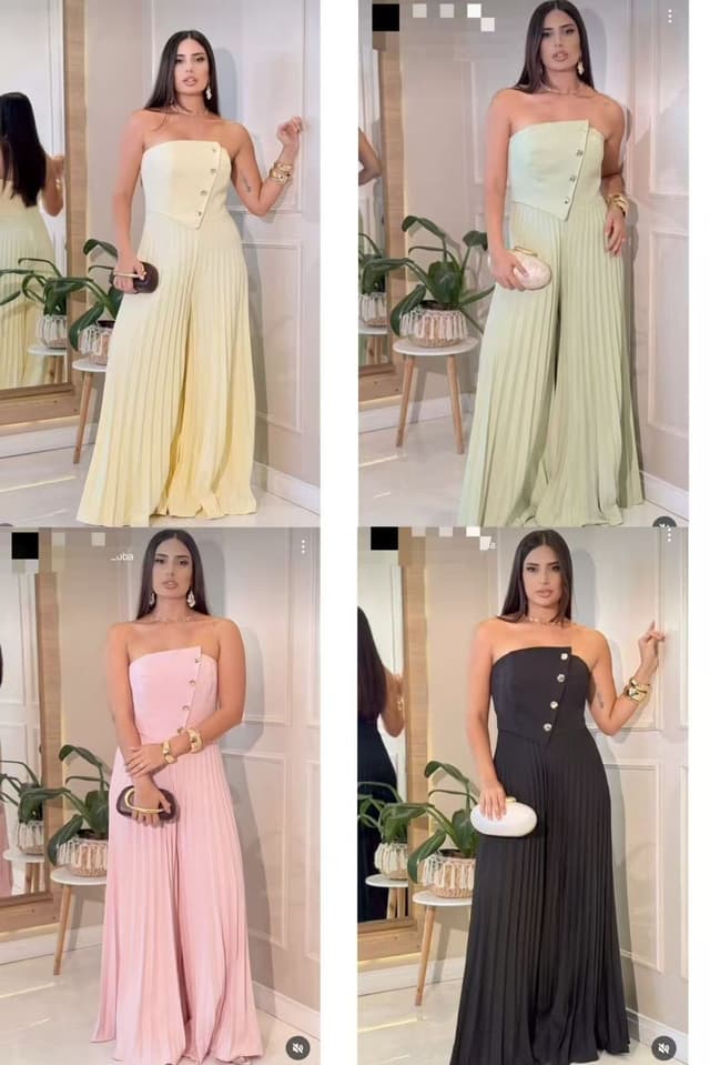 Ruffle solid color strapless straight leg wide leg jumpsuit